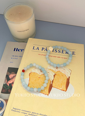 繁花海蓝宝天然石串珠手链新中式小众气质高级感手串手饰女夏8mm