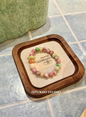 草莓奶油小蘑菇雨花石可爱手链手串