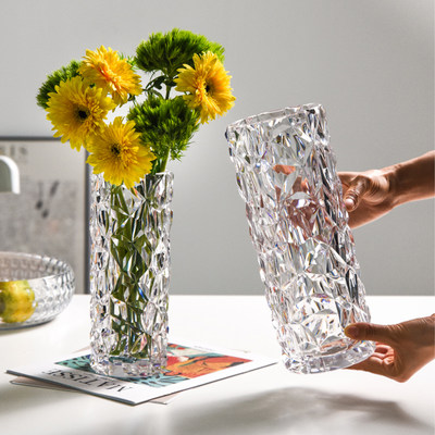 富贵竹花瓶大号客厅插花防摔仿水晶玻璃透明百合鲜花水培花瓶摆件 虎窝淘