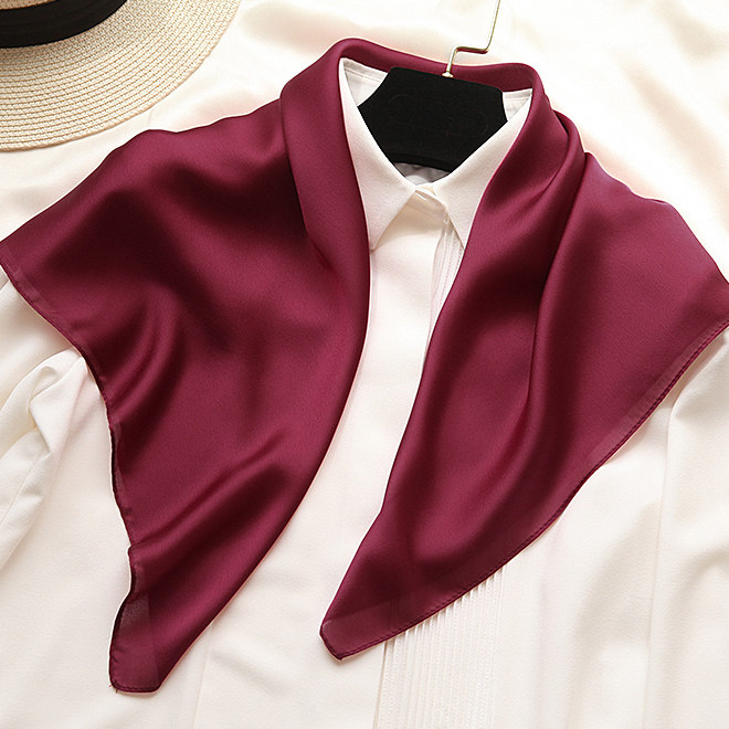 90方巾女春秋冬真丝围巾青中年妈妈百搭防晒正方形丝巾保暖枣红色,淘宝优惠券,粉丝福利购,淘宝优惠卷