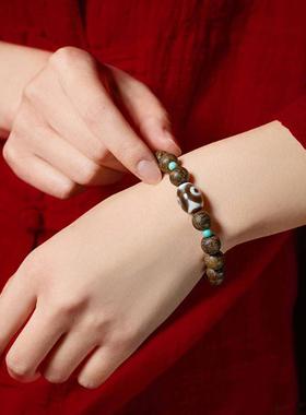 柬埔寨蚂蚁沉香手串10mm单圈DIY女款三眼玛瑙手链文玩佛珠饰品