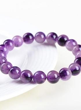 玖玺雅水晶 天然粉紫超七圆珠手链 老矿粉紫超七散珠手串