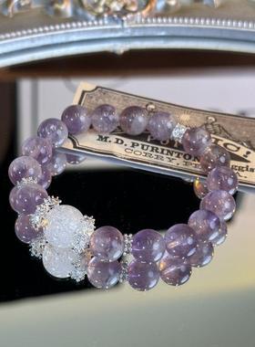 正宗天然紫水晶烟花超七紫兔毛手串2025新款