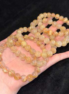 巧恩珠宝天然金发晶手链晶体通透发丝清晰散珠手串水晶手链工厂