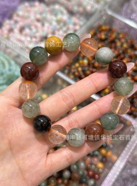 巧恩珠宝 天然彩发晶福禄寿水晶散珠DIY饰品配件散珠兔毛水晶