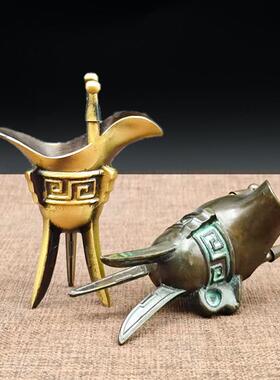 黄铜乾隆酒杯仿青铜器爵杯博物馆纪念馆铜制礼品典藏纯铜节庆礼品