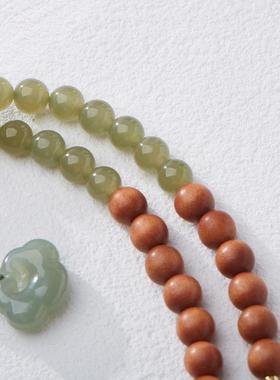 设计款文创项链奶香木芭比檀木项链和田玉弥勒佛时尚复古手工坠链