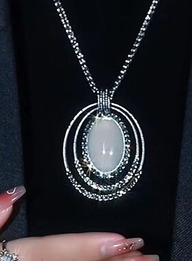 复古大气做旧猫眼石长款项链时尚百搭高级感毛衣链秋冬新款爆款潮