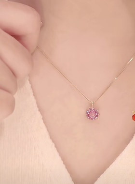 新款玫瑰花锆石吊坠女款轻奢小众高级感锁骨链百搭毛衣链配饰挂件