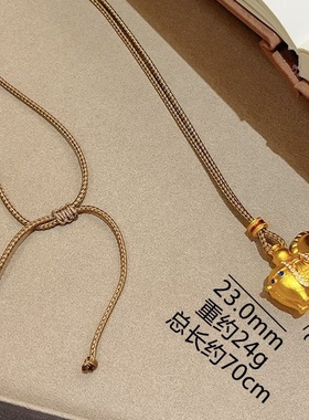 新款沙金生肖马吊坠项链女款轻奢小众高级感毛衣链百搭送女友礼物