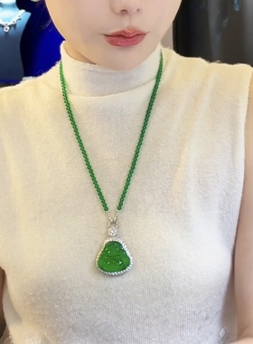 新款时尚弥勒佛吊坠项链女网红爆款轻奢轻奢小众设计感精美项链女