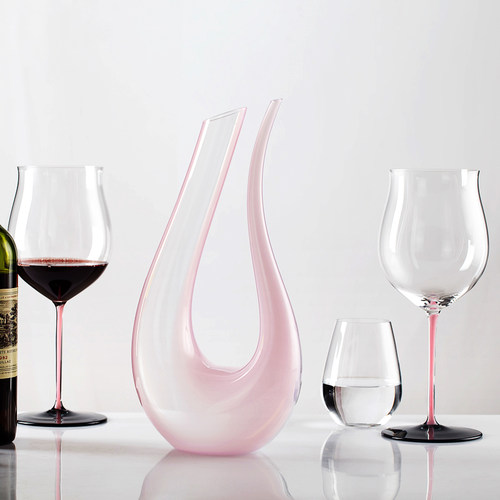 奥地利进口RIEDEL Amadeo竖琴醒酒器 +两支粉领结红酒杯套装 - 图0