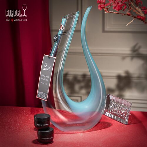 奥地利进口RIEDEL Amadeo竖琴醒酒器 +两支绿领结红酒杯套装 - 图0