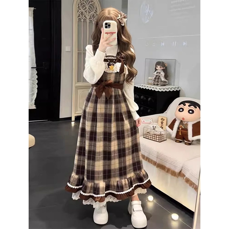 春季学院风休闲气质吊带格纹连衣裙上衣两件套女装韩系时尚套装,淘宝优惠券,粉丝福利购,淘宝优惠卷