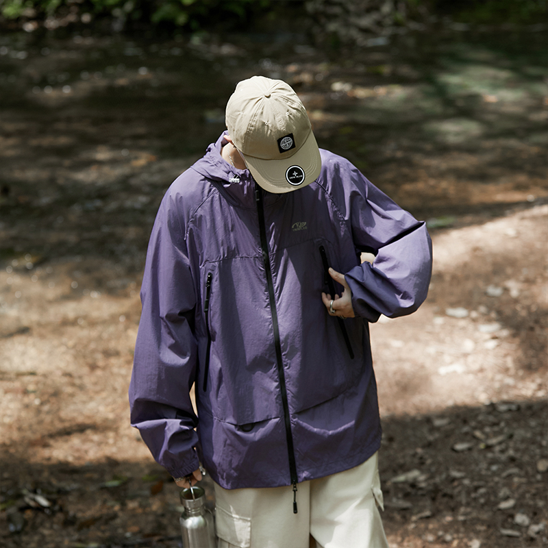 山系户外运动连帽防晒衣男夏季薄款潮牌宽松休闲登山夹克帅气外套 - 图3