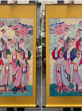 新品28星宿图天兵天將护法神将丝绸水陆画不褪色国画装饰挂画包邮