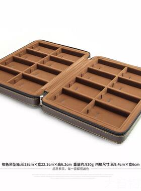 正品手链便携式首珠宝戒指箱双层箱饰对开吊坠挂件展会皮拉链包黑