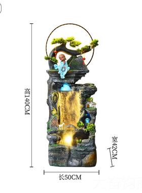 正品中式业假山循环流水喷泉缸客落地招财风水厅轮摆件公司开鱼送