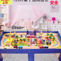 2018 new children electric train track building block table suit puzzle assembled toy table game table