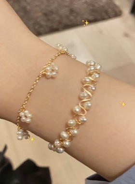 波浪珍珠手工进口包金线防过敏