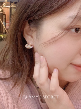 花嫁×苜蓿系列·原创设计春夏日系可爱甜美彩色花簇耳钉耳环