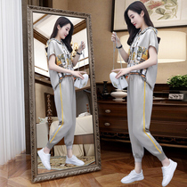 Sports Casual Little Subacrosse Suit Women 2022 Summer Dress New Fashion Minus Age Foreign Pie Ice Silk Two Sets