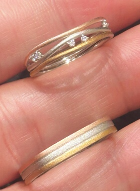 情人节礼物三行情书情侣对戒原创戒指S925纯银镀18K金闭口戒指