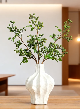 仿真绿色系浆果冬青果枝假花摆设