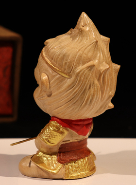 静思桃木彩绘卡通风孙悟空摆件