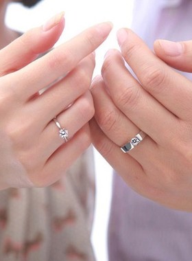 情侣款戒指一对白金男女结婚925