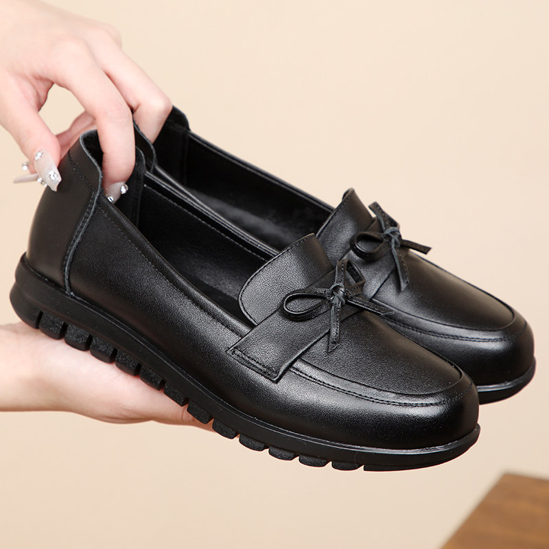 真皮妈妈鞋单鞋防滑软底牛筋底女鞋中老年老人皮鞋女平底舒适大码,淘宝优惠券,粉丝福利购,淘宝优惠卷