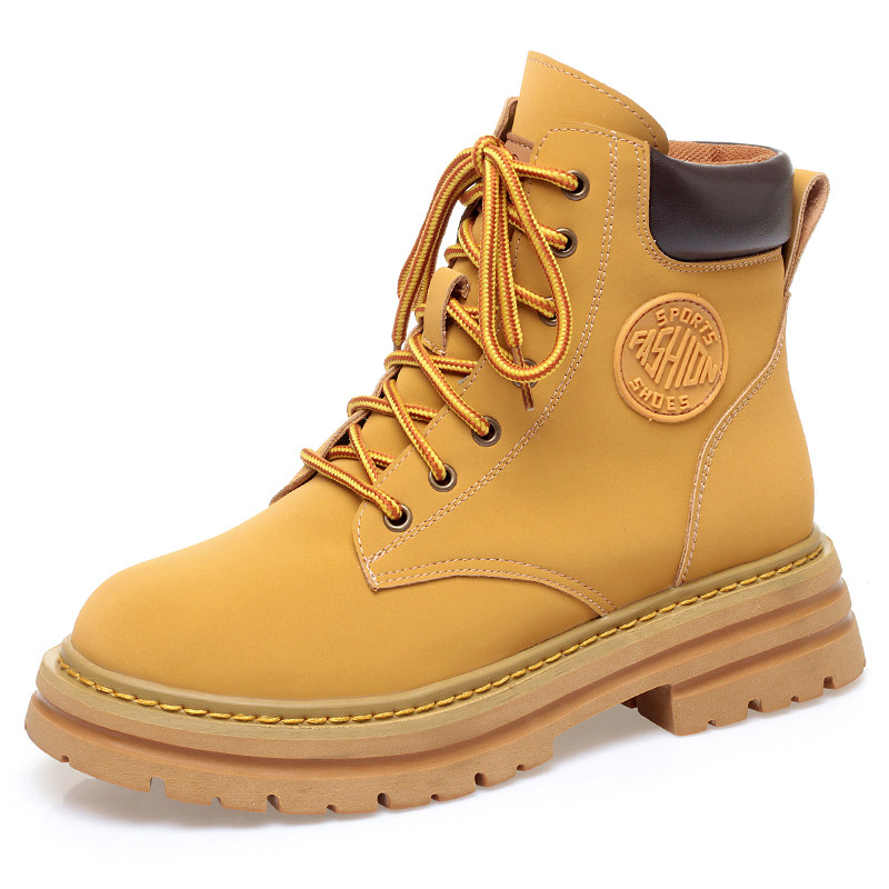 大黄蜂马丁靴加绒冬季真皮羊毛棉鞋 娜颜马丁靴