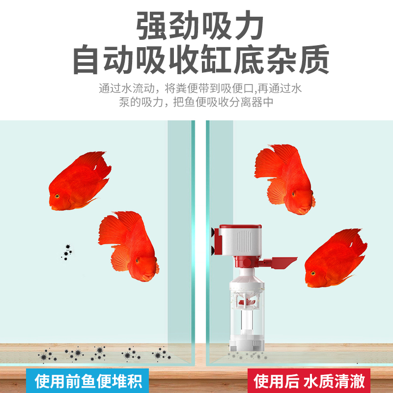 鱼缸过滤器三合一净水循环马桶小型吸粪便收集器内置增氧泵分离器 - 图1