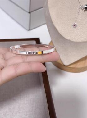 银手镯女纯银S999镯子银饰光面小众银镯子素圈生日礼物送女朋友