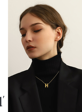 钛钢字母项链女INS冷淡风金属