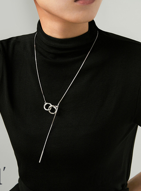 高级感环环相扣项链女小众时尚个性颈链轻奢秋冬毛衣链长款2025年