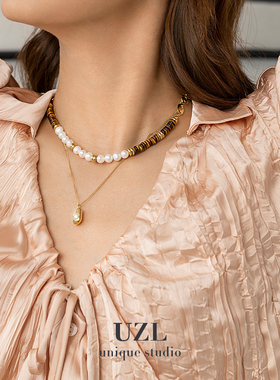 优之恋叠戴珍珠金项链女
