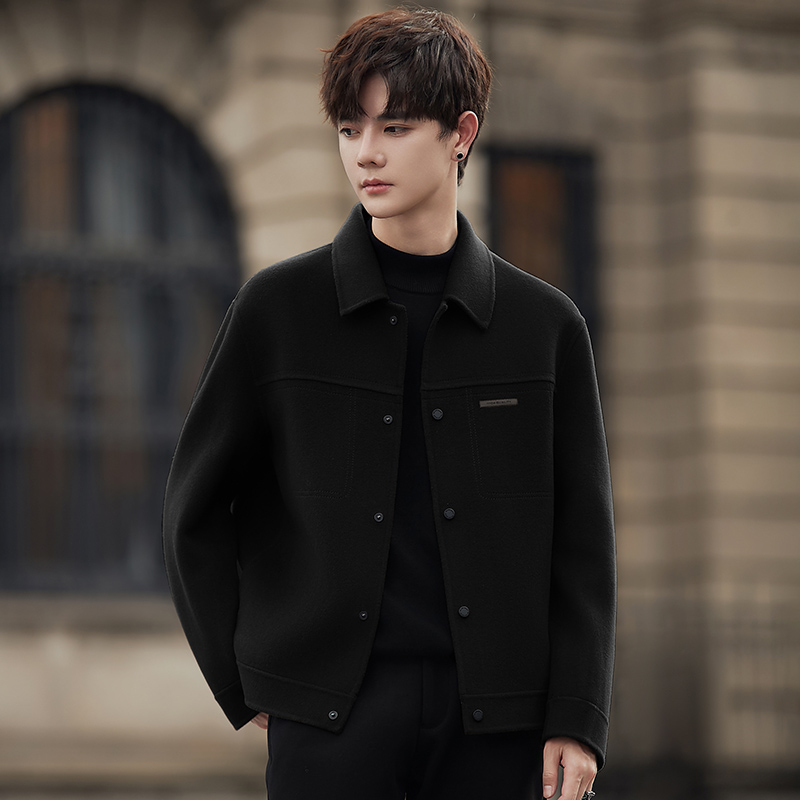 冬季男士外套2025新款双面大衣短款高端呢子上衣潮1121w