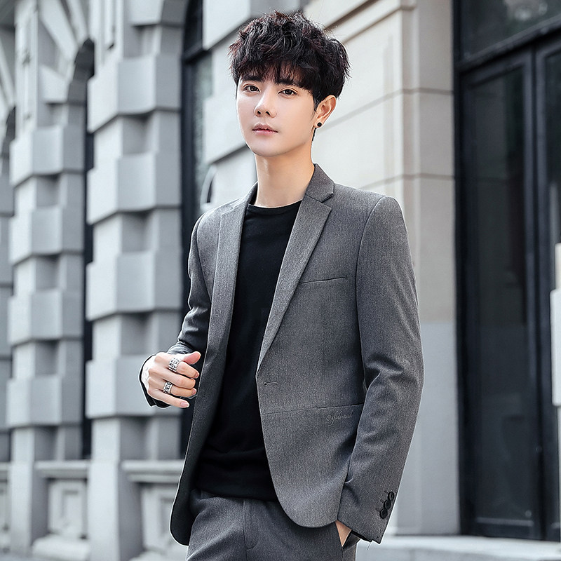 休闲外套潮男士薄款西服套装学生 耐凌西服