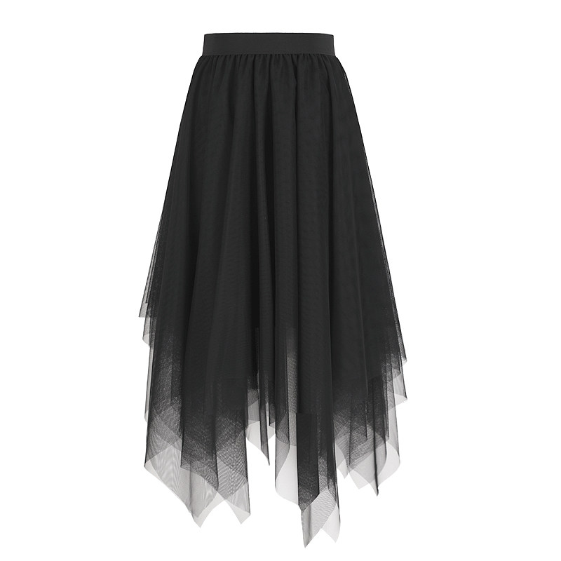 松紧腰纱裙黑色设计感2023网纱裙子 圣缇莎半身裙