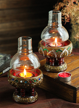 异丽实木走马灯烛光晚餐户外摆件