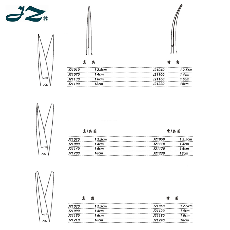 金钟手术剪直尖剪弯尖剪直圆剪弯医院手术剪刀不锈钢医疗用剪刀JZ-图1