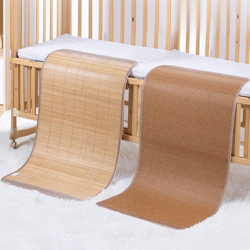 婴儿凉席夏季幼儿园儿童冰丝双面草席学生午睡专用宝宝竹凉席床-图1