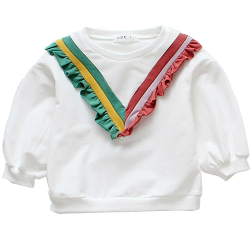 Белый приятный телу детский тонкий лонгслив для девочек, осенний, в западном стиле