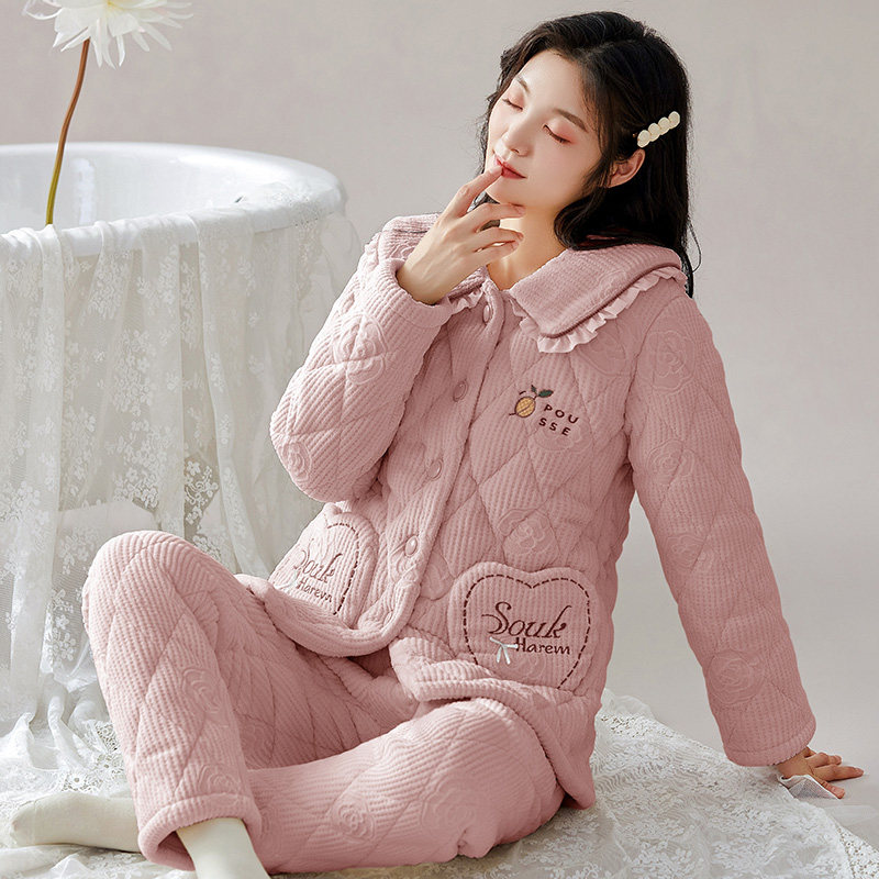 珊瑚绒睡衣冬季女款加绒加厚2025年新款三层夹棉秋冬款女士家居服,淘宝优惠券,粉丝福利购,淘宝优惠卷