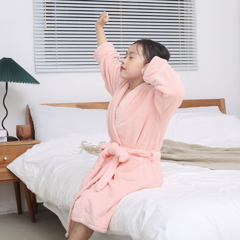 儿童浴袍游泳吸水速干男童女童浴衣睡袍洗澡浴巾加厚大童四季可穿 - 图2