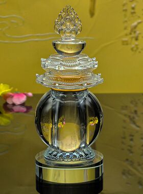 新款水晶舍利塔佛塔佛堂供奉桌面摆件水晶塔宝瓶装舍利子大号宝塔