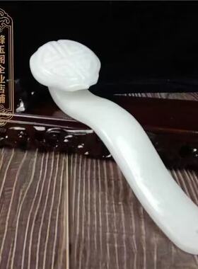 纯天然汉白玉雕刻如意摆件玉吉祥如意下单送五帝钱阿富汗玉石摆件