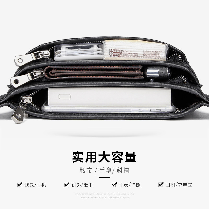 古牛王头层牛皮腰包男休闲单肩包 古牛王男士包袋