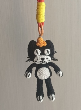 成品钩织挂件小黑猫钥匙扣手工毛线编织包包挂饰创意礼品jellycat